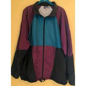 Vintage Bike Colorblock Full Zip Windbreaker Jacket Athletic Track Men's X-Large